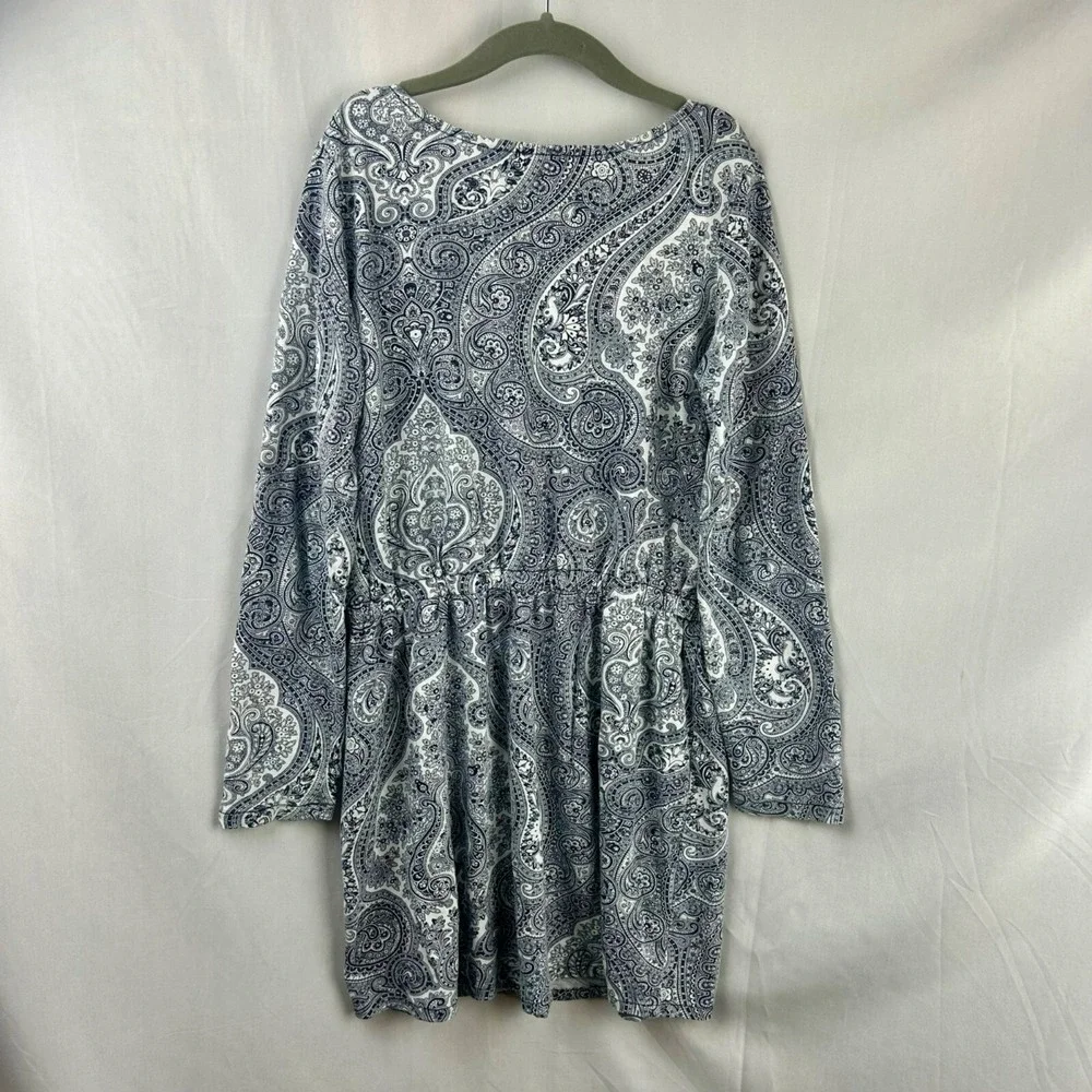 Ralph Lauren Dress Girls Size Medium Paisley Floral Long Sleeves Navy Blue White